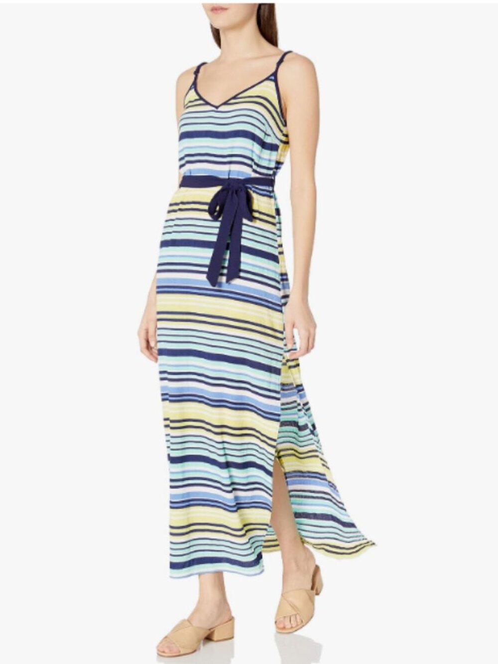NEW WITH TAGS Derek Heart Junior's Blue Depth Striped Maxi Dress, Sz. L